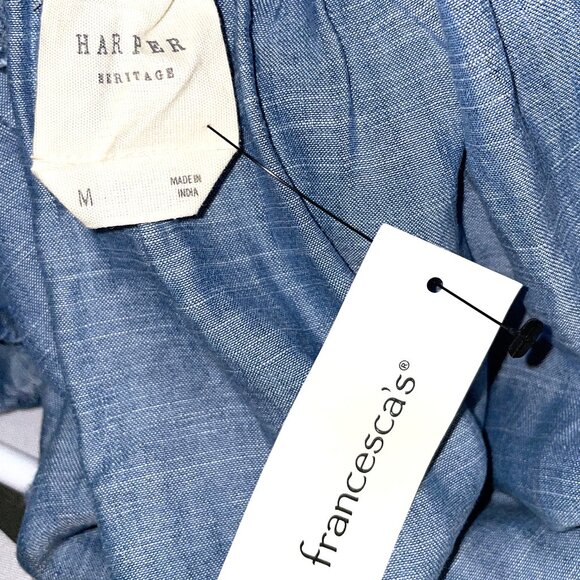 NWT Medium Francesca's Harper Heritage Embroidered Denim Boho Tank Top - Picture 7 of 8